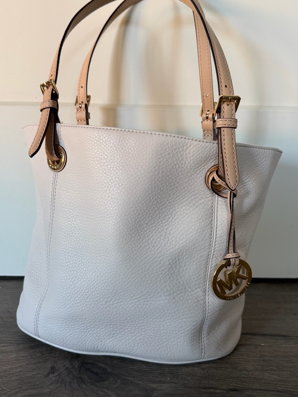 Michael Kors Light Pink and Pale Blush Pebbled Leather Tote
